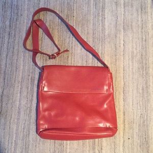 Mandarina Duck Italian red leather messenger purse
